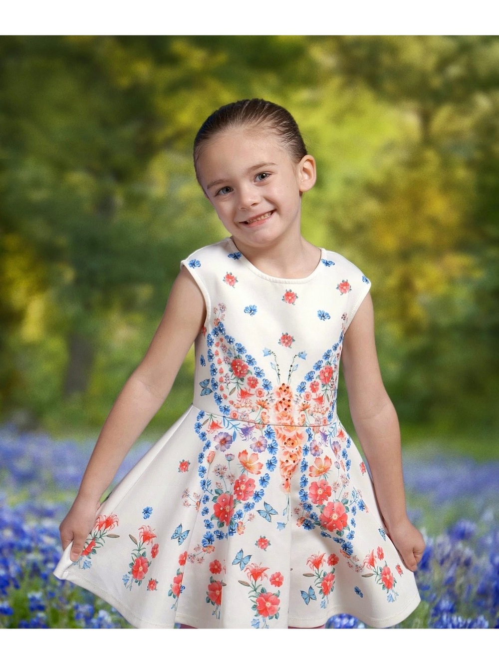 Hannah Banana Girls Floral Fit & Flare Dress Size 5